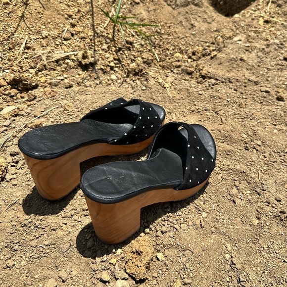 Platform slip on sandal slide 100% leather casual coastal hippie California - Picture 5 of 5